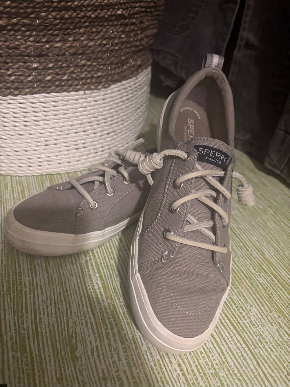 Sperry Women’s Gray Canvas Lace-Up Sneakers